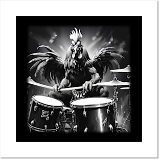 Heavy Metal Rooster Drummer Posters and Art